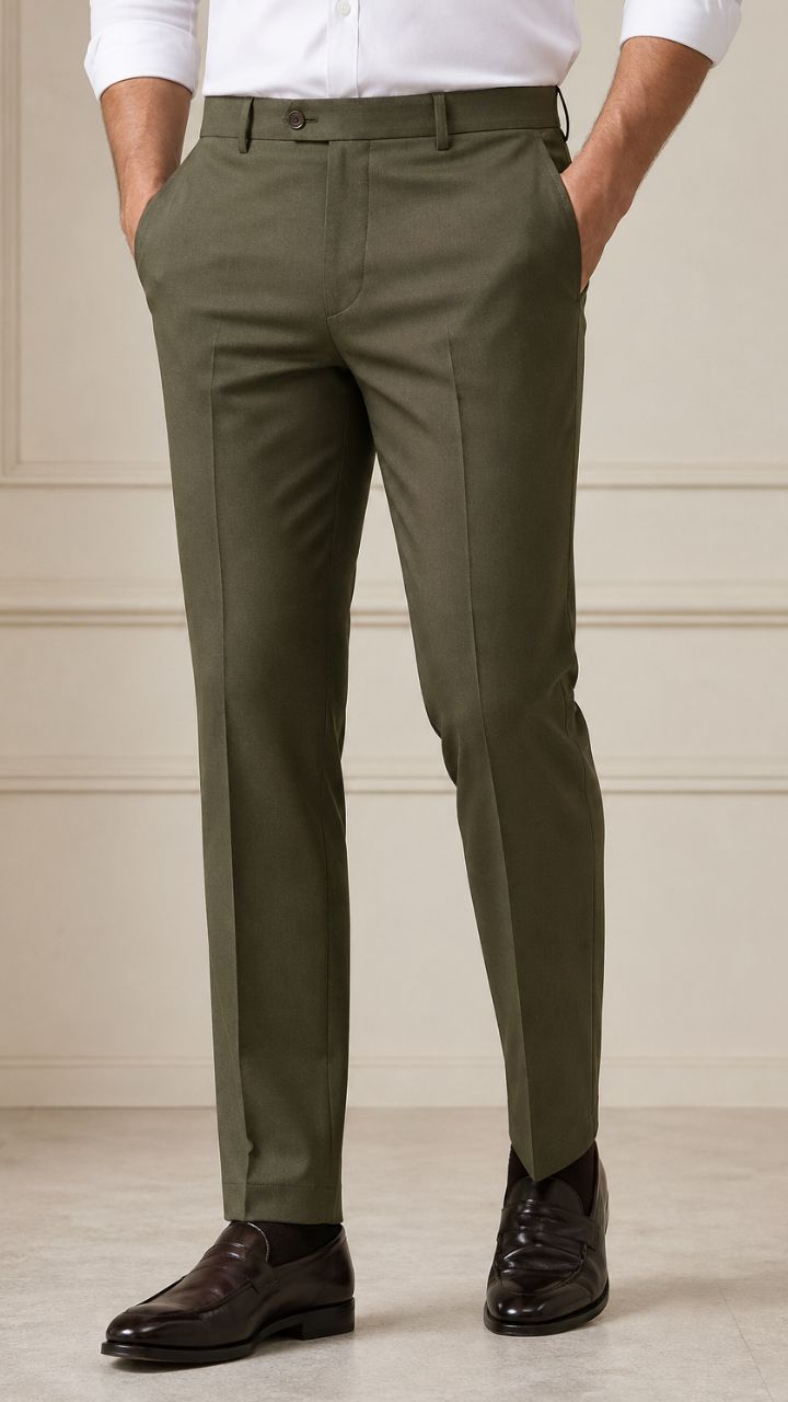 dark green mens dress pants Formal Cotton For Men Trousers Olive Green Formal Pants Cotton Trouser Olive dark green wedding suit groom