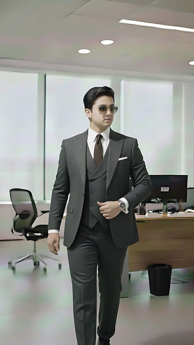 Kids 3 Piece Suit Charcoal Grey – Asjal Clothes Pakistan