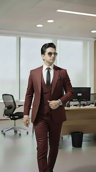 Kids 3 Piece Suit Maroon – Asjal Clothes Pakistan