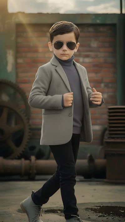 Boys Grey Coat – Slim Fit Smart Look