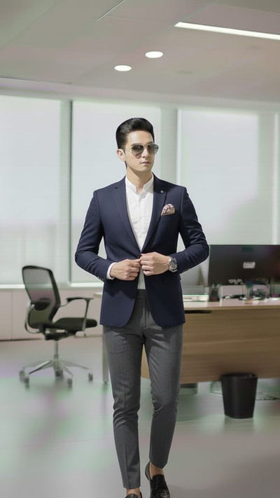 Boys Navy Blue Coat – Slim Fit Smart Look