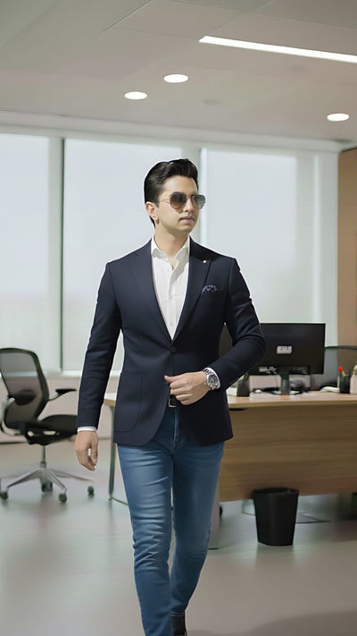 Boys Navy Blue Casual Coat – Slim Fit Smart Look